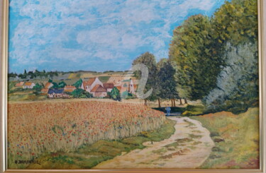 Peinture intitulée "la lande" par Gerard, Œuvre d'art originale, Huile