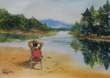 Painting titled "Peaceful Moment On…" by Betsy Rich, Original Artwork, Oil