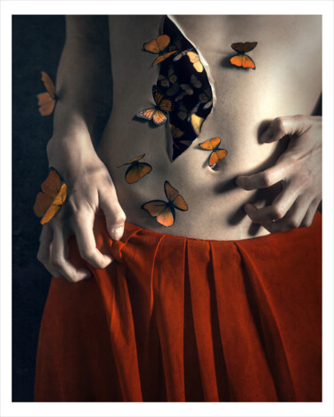 Photographie intitulée "Avoir des papillons…" par Bettina Dupont, Œuvre d'art originale, Photographie manipulée