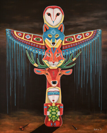 Malerei mit dem Titel "Totem" von Bettina Dupont, Original-Kunstwerk, Acryl
