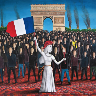 Картина под названием "Le peuple révolté" - Bettina Dupont, Подлинное произведение искусства, Акрил