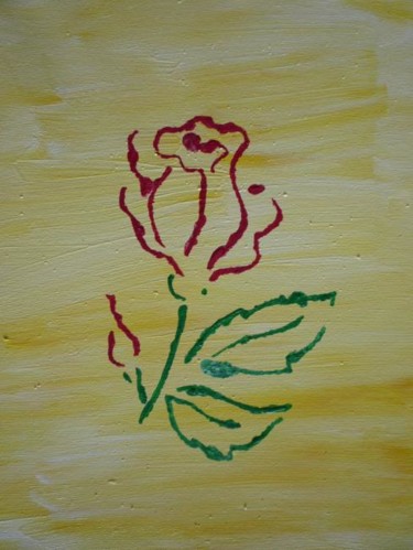 Painting titled "Red Rose" by Bettina Pichler, Original Artwork, Oil