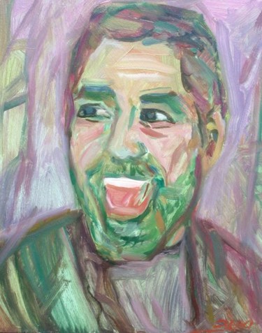 Pittura intitolato "G. Clooney" da Lucio Betto, Opera d'arte originale, Olio