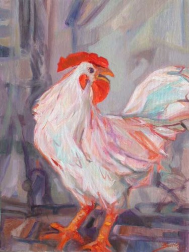 Painting titled "gallo-feroce-tela-3…" by Lucio Betto, Original Artwork