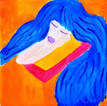 Pintura titulada "Le rêve orange d'EVA" por Miouchka, Obra de arte original, Acuarela