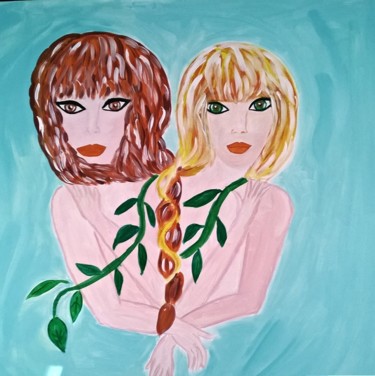 Peinture intitulée "Deux amies comme de…" par Miouchka, Œuvre d'art originale