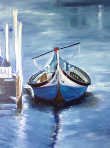 Peinture intitulée "Une barque au Portu…" par Betty Camiade, Œuvre d'art originale, Huile