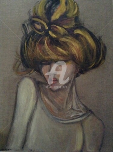 Peinture intitulée "Le chignon" par Betty Camiade, Œuvre d'art originale, Acrylique