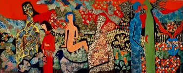 Картина под названием "LE JARDIN DES DÉLIR…" - Betty Fevrier, Подлинное произведение искусства, Масло
