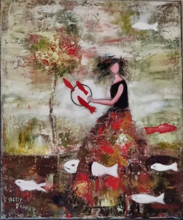 Painting titled "La dresseuse de poi…" by Betty Fevrier, Original Artwork, Wax