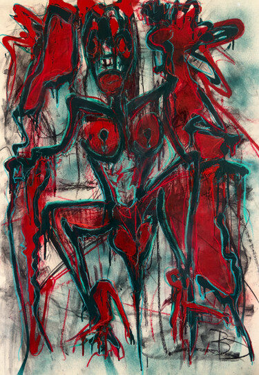 Картина под названием "THE RED ONE" - Betty Steinmair, Подлинное произведение искусства, Акрил