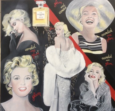 Painting titled "Marilyn glam and ca…" by Betty, Original Artwork, Oil Mounted on Wood Stretcher frame