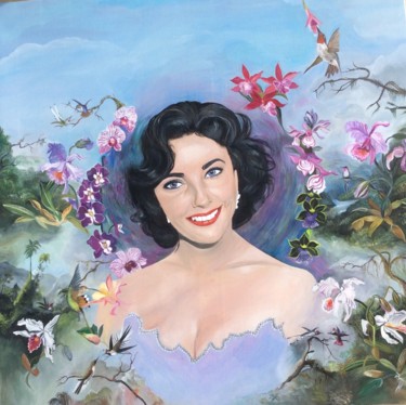 Painting titled "LIZ au pays des orc…" by Betty, Original Artwork, Oil Mounted on Wood Stretcher frame