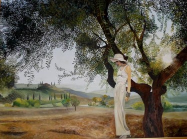 Pittura intitolato "femme toscane à l'o…" da Betty, Opera d'arte originale, Olio
