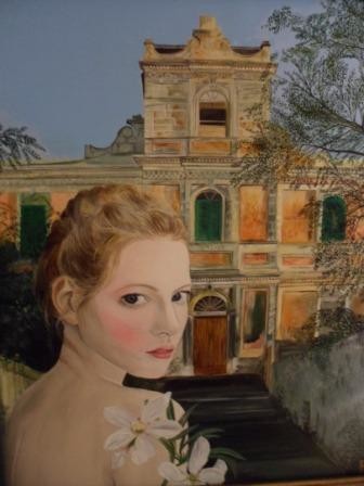 Peinture intitulée "femme toscane au po…" par Betty, Œuvre d'art originale, Huile