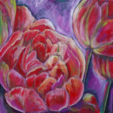 Painting titled "Red-violet" by Betty Jonker, Original Artwork, Oil