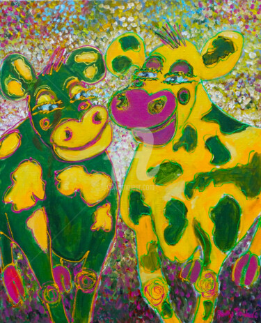 Peinture intitulée "Happy dialogue" par Betty Jonker, Œuvre d'art originale, Acrylique