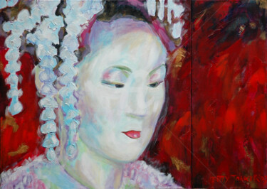 Painting titled "Modesty diptych" by Betty Jonker, Original Artwork, Acrylic