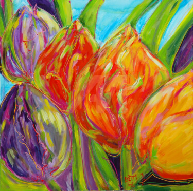 Red and Purple Painting titled "Red and Purple" by Betty Jonker, Original Art, Acrylic