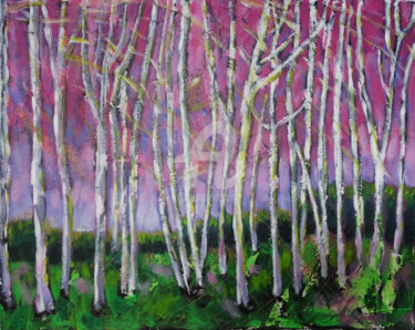 Malerei mit dem Titel "birchtrees in spring" von Betty Jonker, Original-Kunstwerk, Acryl