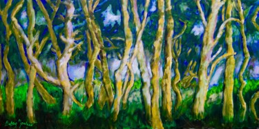 Painting titled "dancing trees" by Betty Jonker, Original Artwork, Acrylic