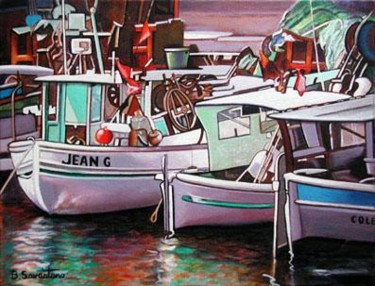 Peinture intitulée "barques du frioul 2" par Betty Savastano, Œuvre d'art originale, Huile