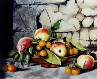 Peinture intitulée "Fruits du verger" par Betty Savastano, Œuvre d'art originale