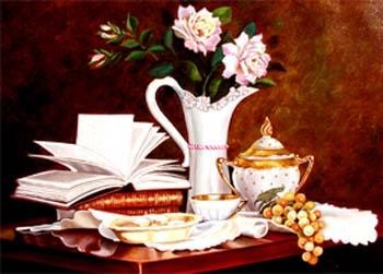 Peinture intitulée "L' heure du thé" par Betty Savastano, Œuvre d'art originale, Huile