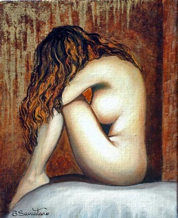 Peinture intitulée "nu cuivré" par Betty Savastano, Œuvre d'art originale, Huile