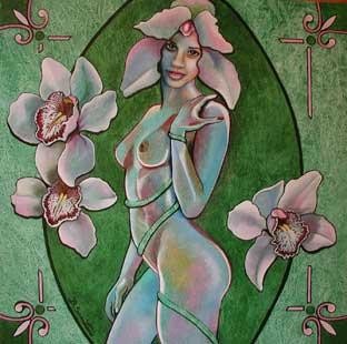 Peinture intitulée "Orchidées" par Betty Savastano, Œuvre d'art originale, Huile