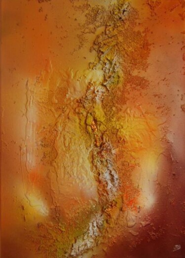 Schilderij getiteld "Intuitif orange" door Beuz Art, Origineel Kunstwerk, Olie