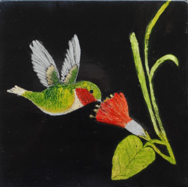 Artisanat intitulée "Colibri butinant.jpg" par Beuz Art, Œuvre d'art originale