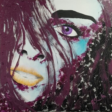 Картина под названием "Face F" - Bev Smith Martin, Подлинное произведение искусства, Акрил Установлен на Деревянная рама для…
