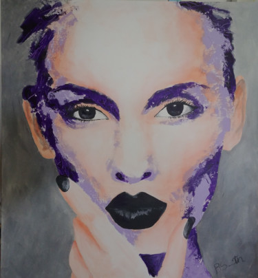 Painting titled "Face 1" by Beverley Smith Martin, Original Artwork, Acrylic