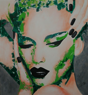 Картина под названием "Face 2" - Beverley Smith Martin, Подлинное произведение искусства, Акрил