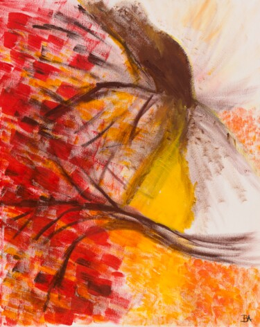 Pittura intitolato "Leaves on Fire" da Beverly Alt, Opera d'arte originale, Acrilico Montato su Telaio per barella in legno