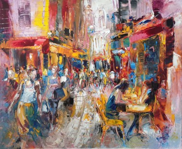 Painting titled "Petit déjeuner pari…" by Eric Bevilacqua, Original Artwork, Oil