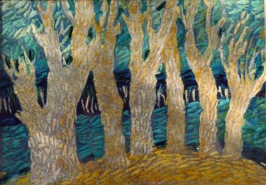 Painting titled "Les Six Arbres" by Abol, Original Artwork, Other