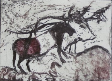 Pittura intitolato ""Hommage à Lascaux"…" da Abol, Opera d'arte originale