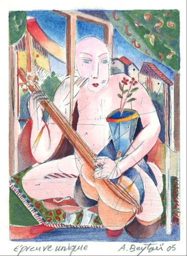 Malerei mit dem Titel ""Joueur de Tarzan"…" von Abol, Original-Kunstwerk