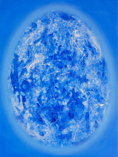 Painting titled "Blue egg" by Natalia Bezpalchenko, Original Artwork, Acrylic Mounted on Wood Stretcher frame