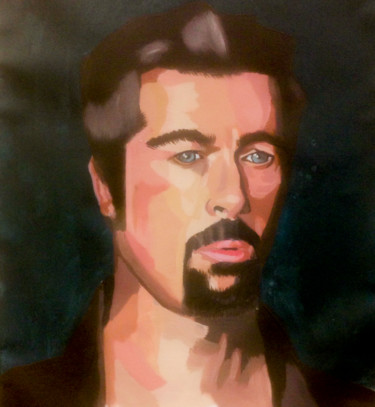 Painting titled "Portrait Homme" by Baptiste Gamus, Original Artwork, Acrylic
