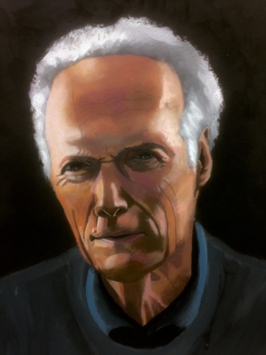 Peinture intitulée "Portrait Clint East…" par Baptiste Gamus, Œuvre d'art originale, Acrylique