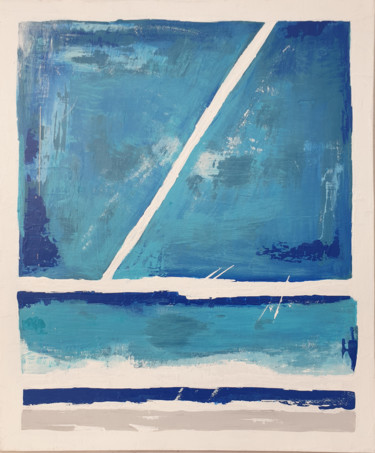 Schilderij getiteld "Aquatique" door Bg Créations, Origineel Kunstwerk, Acryl Gemonteerd op Frame voor houten brancard