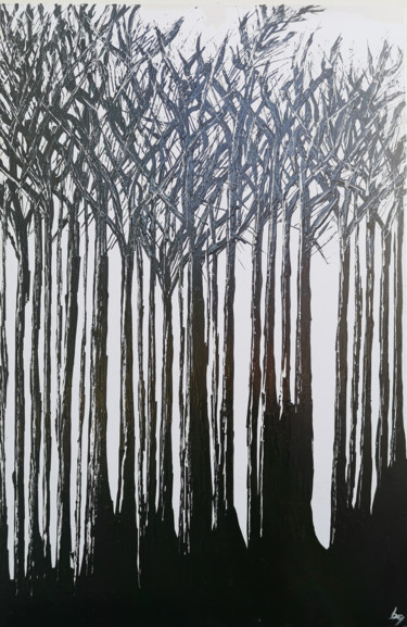 Painting titled "Forêt noire" by Bg Créations, Original Artwork, Acrylic Mounted on Wood Stretcher frame