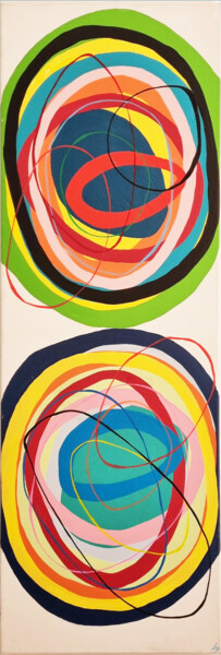 Painting titled "Circulaire" by Bg Créations, Original Artwork, Acrylic Mounted on Wood Stretcher frame