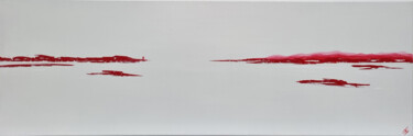 Malarstwo zatytułowany „Horizon rouge” autorstwa Bg Créations, Oryginalna praca, Akryl Zamontowany na Drewniana rama noszy