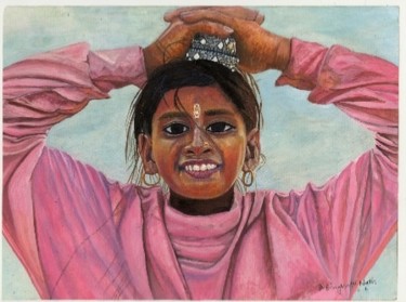 Painting titled "The Smile" by Bhagvati Nath, Original Artwork, Oil