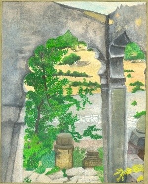 Painting titled "View From Kali Mand…" by Bhagvati Nath, Original Artwork, Other