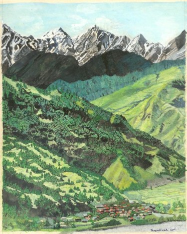 Painting titled "Vashist View" by Bhagvati Nath, Original Artwork, Other